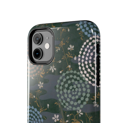 Meiji Era Uzumaki Spiral Phone Case | 1901 Zuan Hyakushu | Tokiwa Green Japanese Art