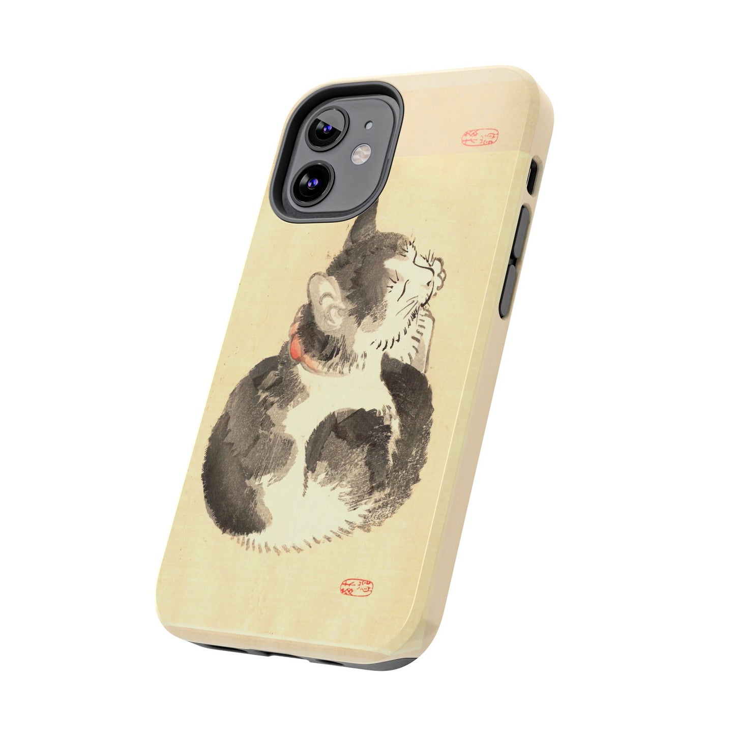 Sleeping Cat Japanese Art Phone Case | Meiji Era Bairei Kono Woodblock | Vintage Cat Illustration 1887