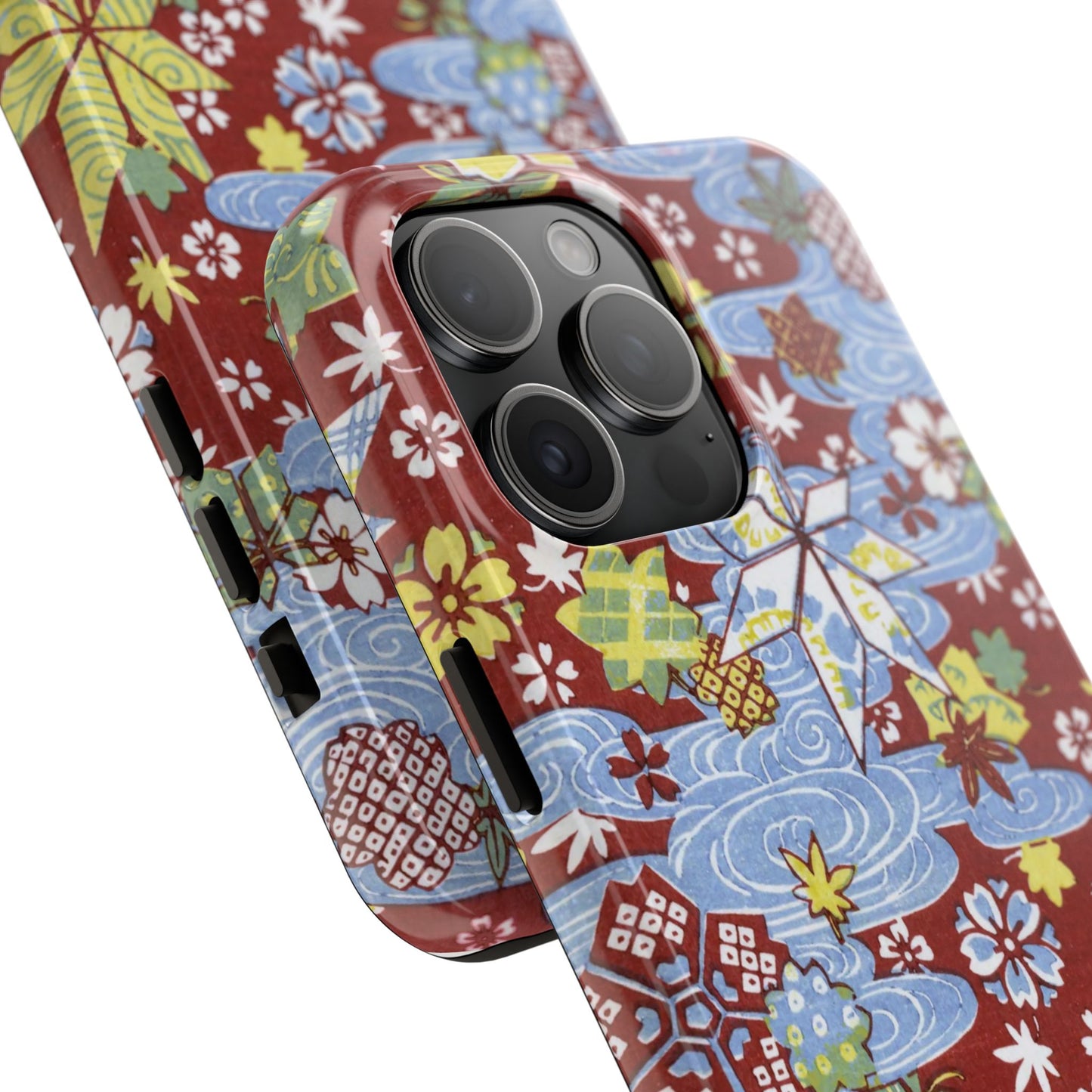 Taisho Umbrella Tales | 1926 Sakura, Momiji & Flowing Water Phone Case | Vintage Chiyogami Art