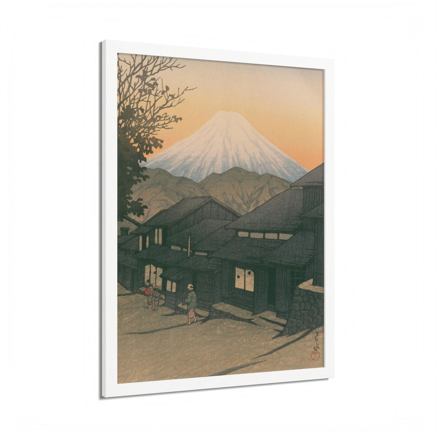 Framed Art Print - Vintage Mount Fuji Landscape (Multicolor)