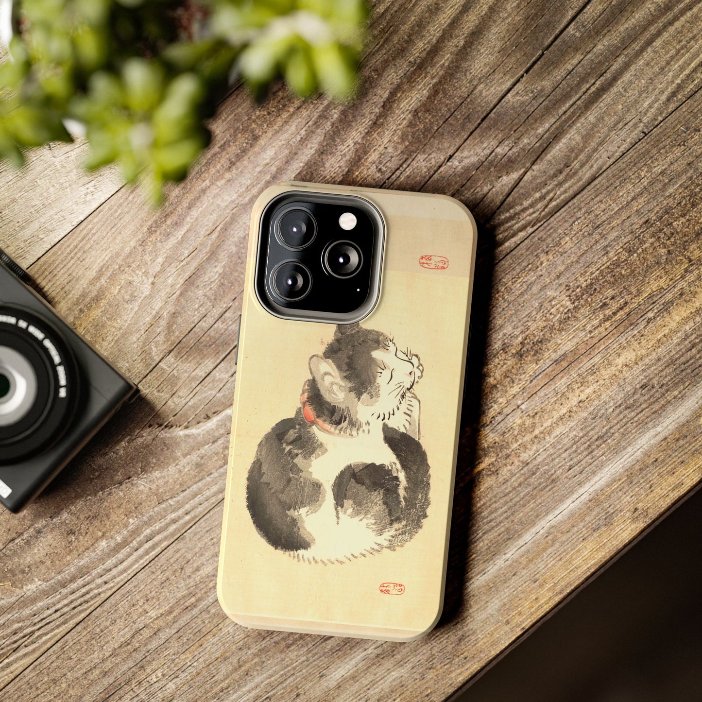 Sleeping Cat Japanese Art Phone Case | Meiji Era Bairei Kono Woodblock | Vintage Cat Illustration 1887