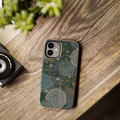 Meiji Era Uzumaki Spiral Phone Case | 1901 Zuan Hyakushu | Tokiwa Green Japanese Art