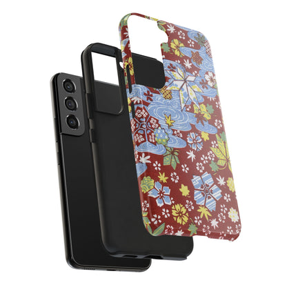 Taisho Umbrella Tales | 1926 Sakura, Momiji & Flowing Water Phone Case | Vintage Chiyogami Art