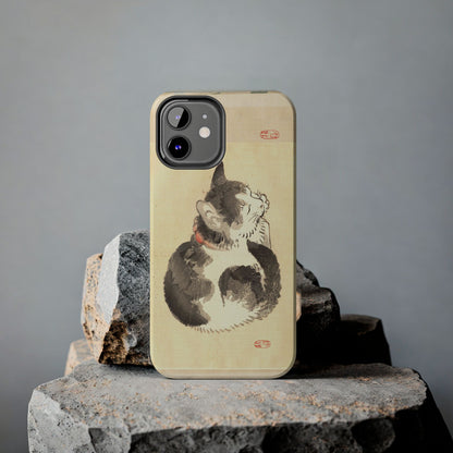 Sleeping Cat Japanese Art Phone Case | Meiji Era Bairei Kono Woodblock | Vintage Cat Illustration 1887