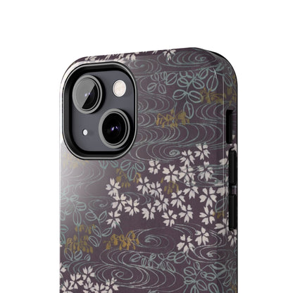 Meiji Era Sakura River Phone Case | 1901 Zuan Hyakushu | Wisteria Purple Japanese Art