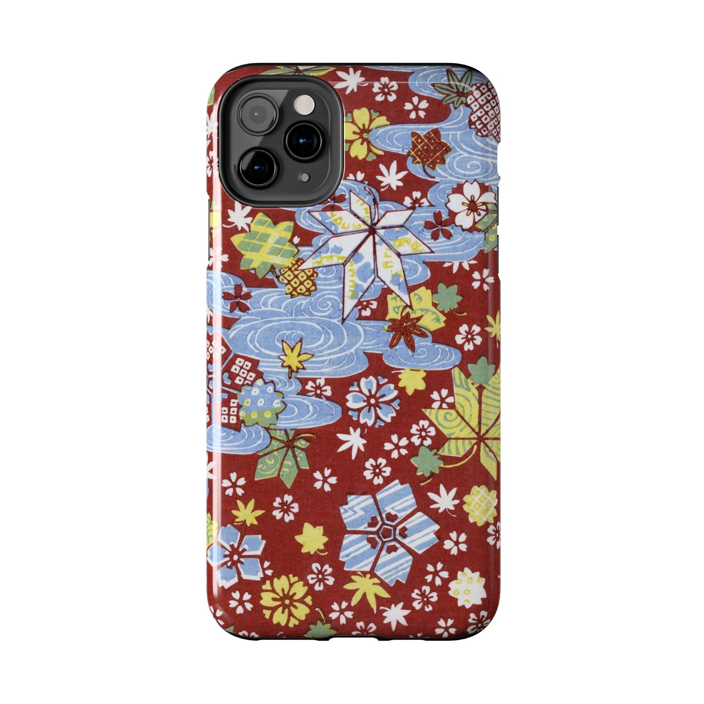 Taisho Umbrella Tales | 1926 Sakura, Momiji & Flowing Water Phone Case | Vintage Chiyogami Art