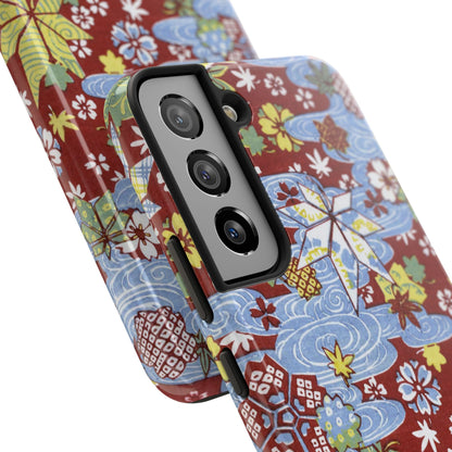 Taisho Umbrella Tales | 1926 Sakura, Momiji & Flowing Water Phone Case | Vintage Chiyogami Art