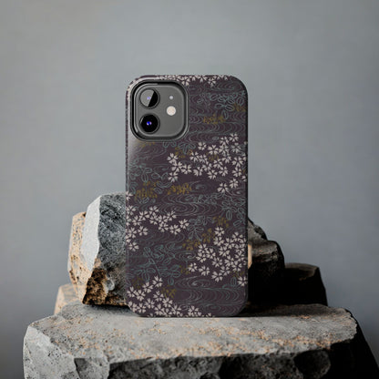 Meiji Era Sakura River Phone Case | 1901 Zuan Hyakushu | Wisteria Purple Japanese Art