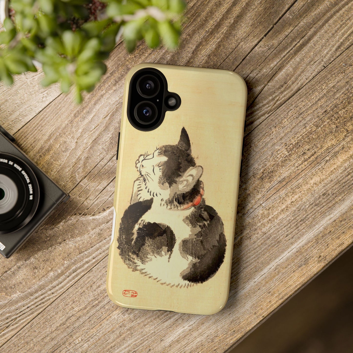 Sleeping Cat iPhone Case | Meiji Era Japanese Ink Painting | Ukiyo-e Art Phone Case | Vintage Japan Cat Gift