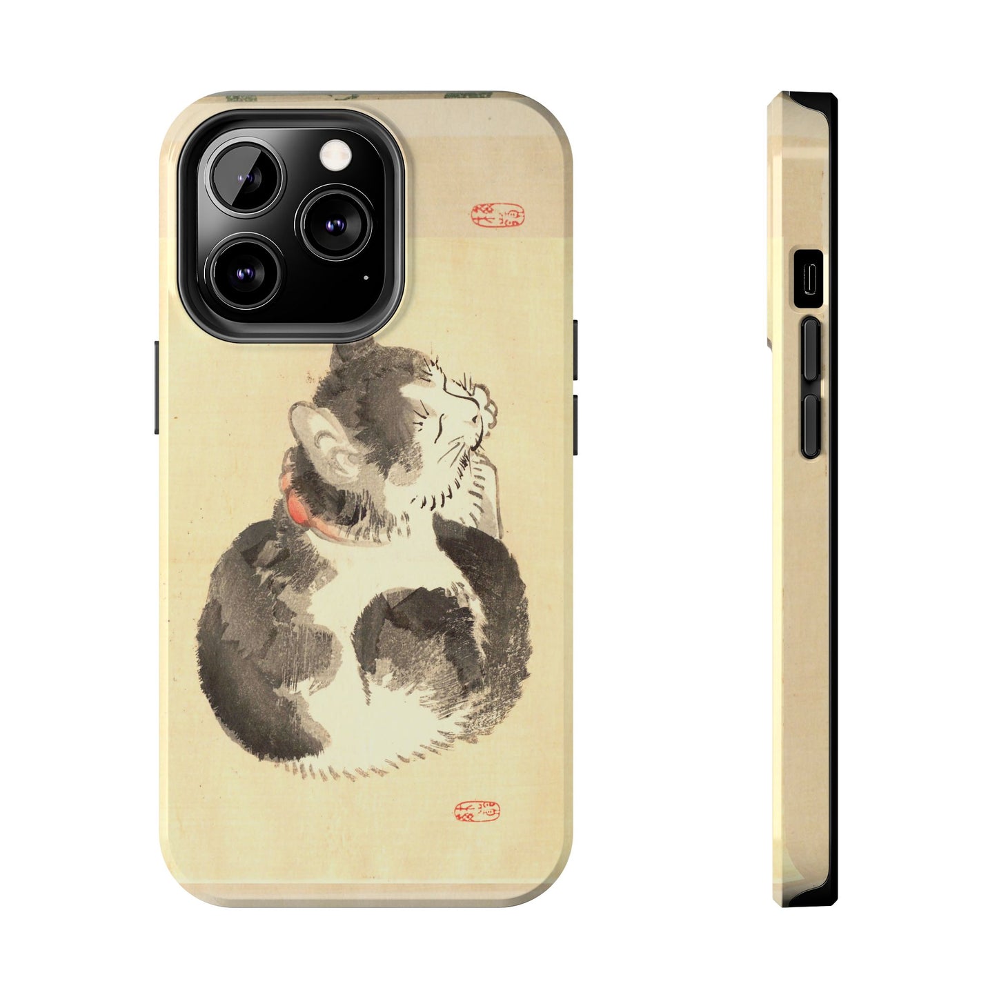 Sleeping Cat Japanese Art Phone Case | Meiji Era Bairei Kono Woodblock | Vintage Cat Illustration 1887