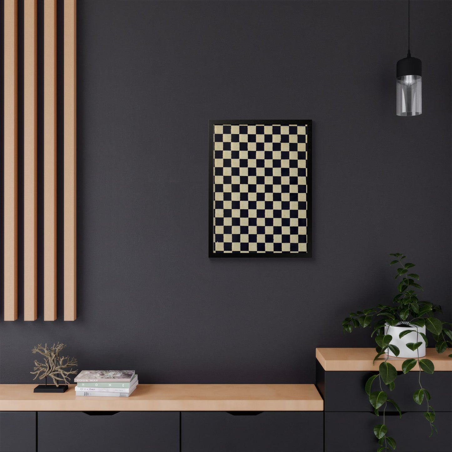 Taisho Era Ichimatsu Checkerboard Framed Poster - 1926 Japanese Chiyogami Wall Art