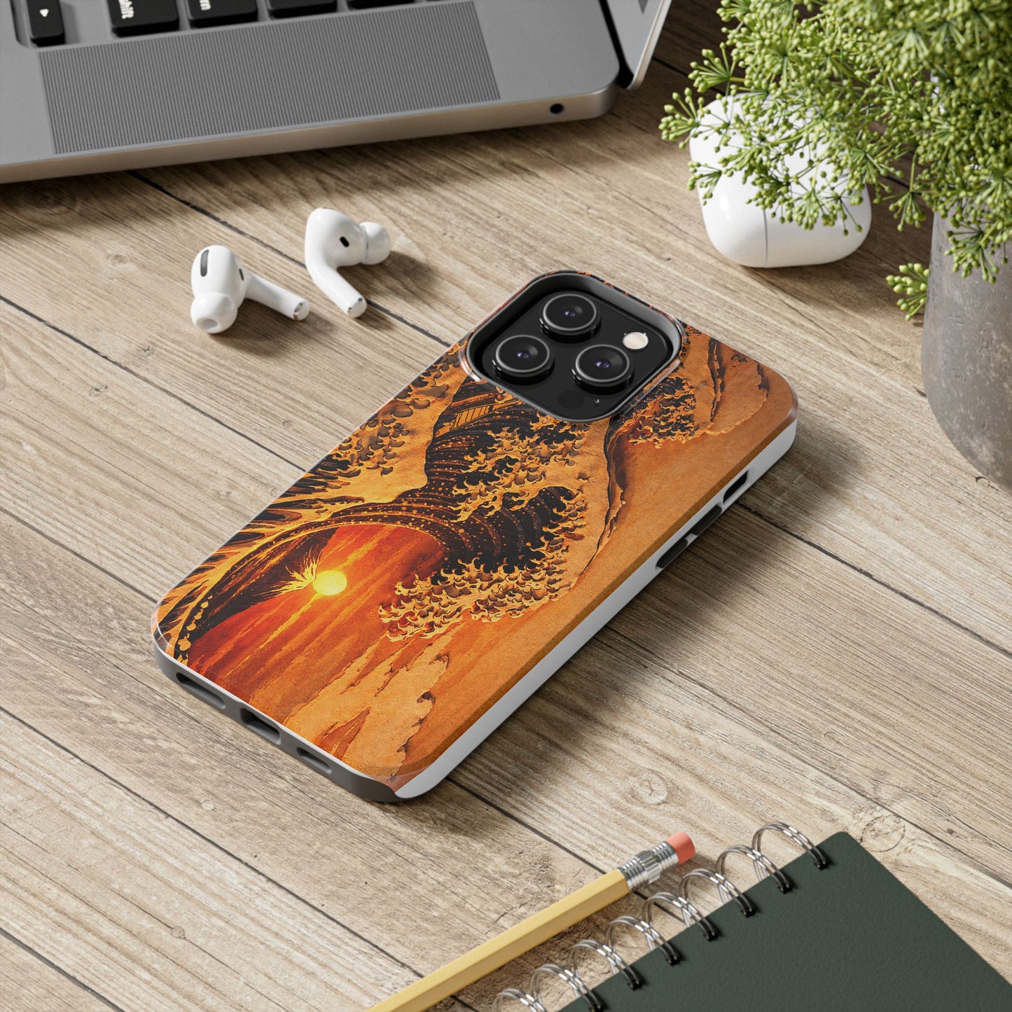 Golden Wave Tough Phone Case – Hokusai Sunset Japanese Art