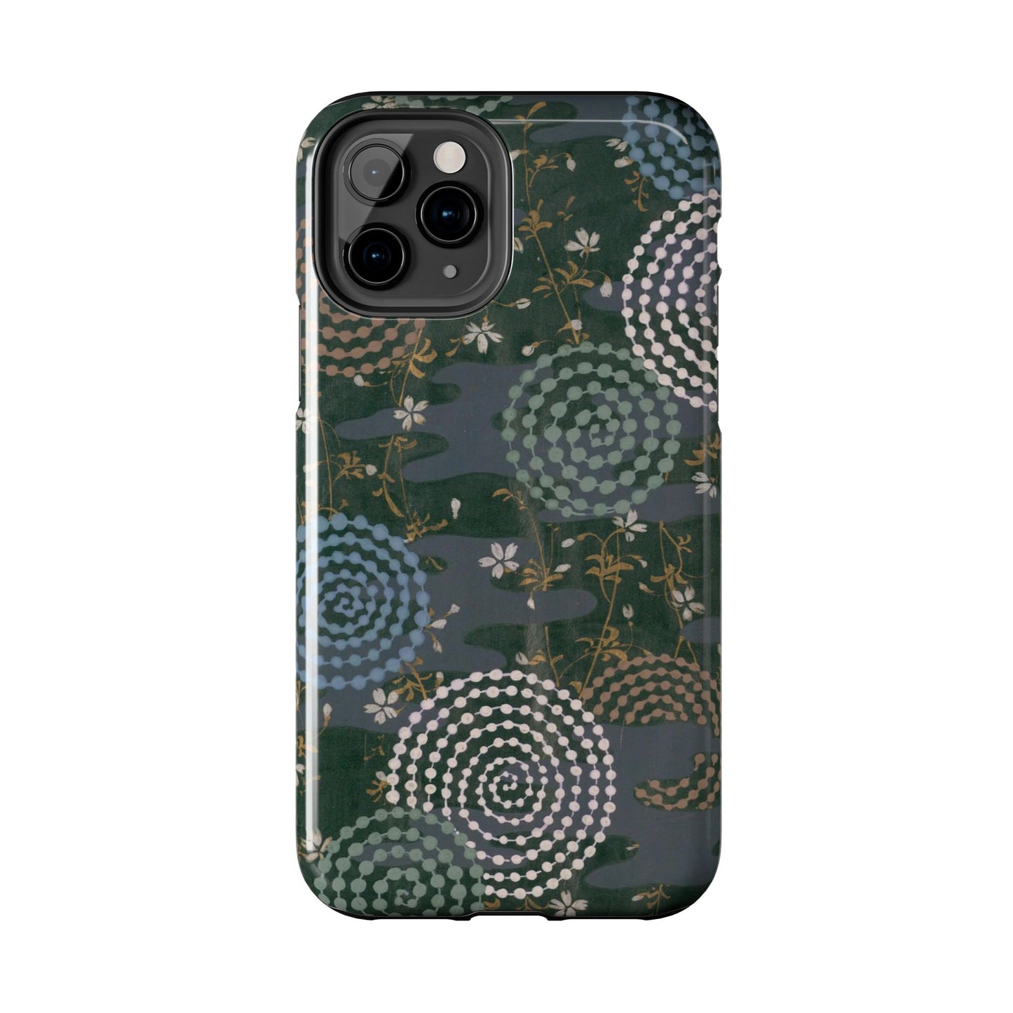 Meiji Era Uzumaki Spiral Phone Case | 1901 Zuan Hyakushu | Tokiwa Green Japanese Art