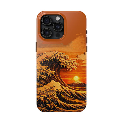 Japanese Great Wave Sunset Phone Case | Hokusai 3D Art Sunset Glow | Edo Era Masterpiece