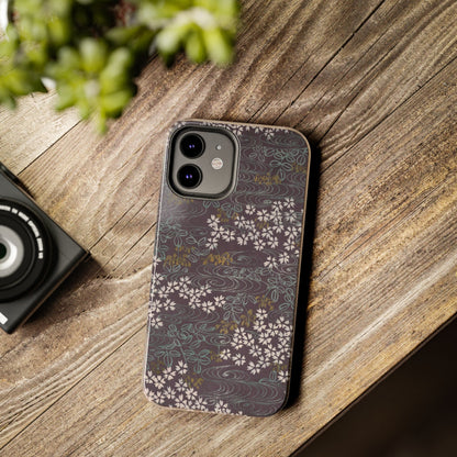 Meiji Era Sakura River Phone Case | 1901 Zuan Hyakushu | Wisteria Purple Japanese Art