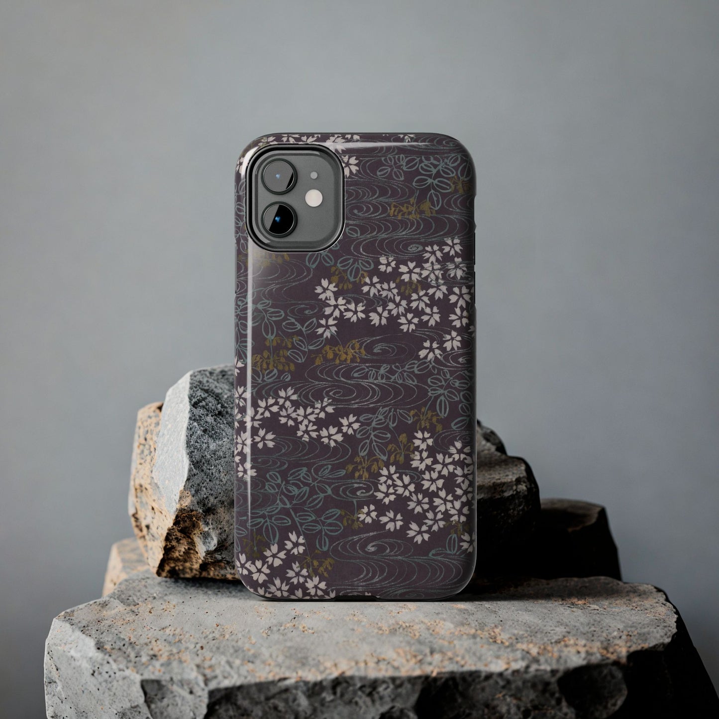 Meiji Era Sakura River Phone Case | 1901 Zuan Hyakushu | Wisteria Purple Japanese Art