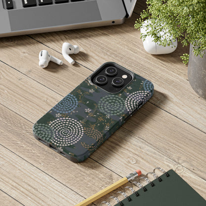 Meiji Era Uzumaki Spiral Phone Case | 1901 Zuan Hyakushu | Tokiwa Green Japanese Art