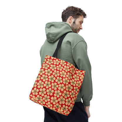 Meiji Era Sakura Blossom Tote Bag | "Chiyogami Mihon" Japanese Archive Art | Red & White Floral