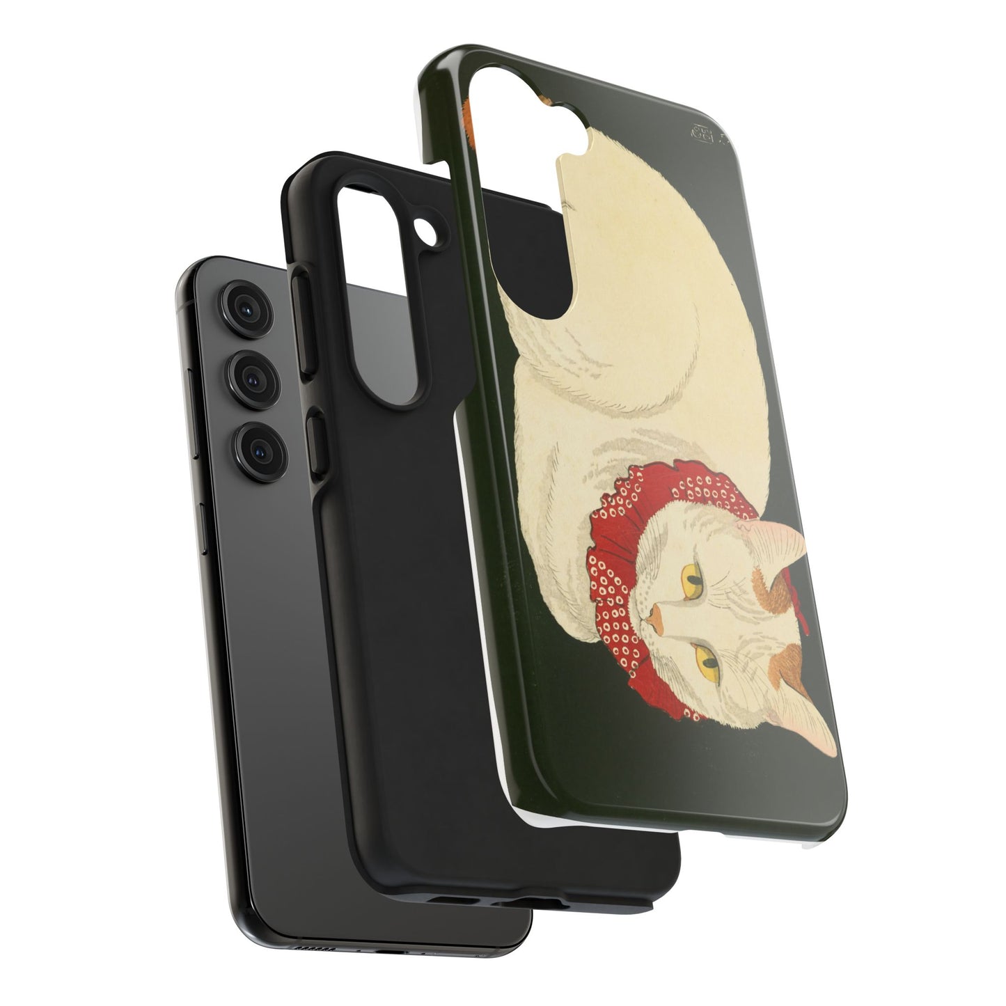 Taisho Era Lucky White Cat Phone Case | 1921 Japanese Woodblock Art | Zen Cat Design
