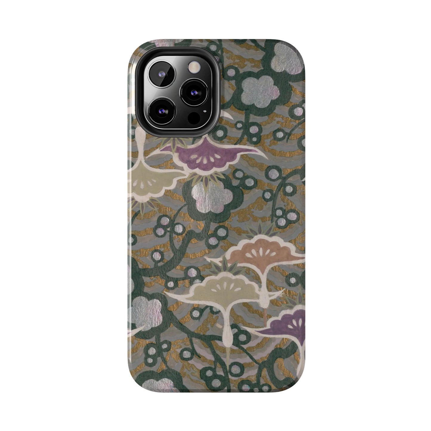 Meiji Era Dancing Cranes & Plum Phone Case | 1901 Zuan Hyakushu | Gold & Silver Japanese Art