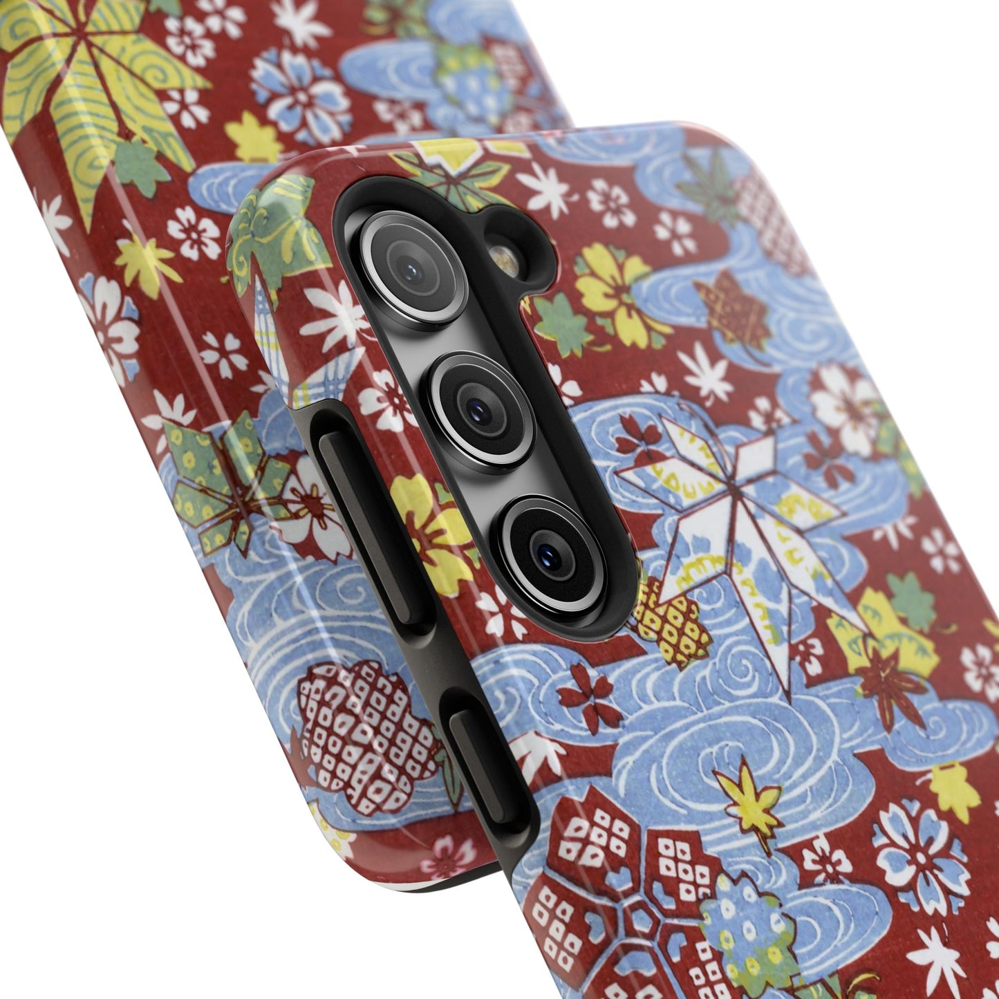 Taisho Umbrella Tales | 1926 Sakura, Momiji & Flowing Water Phone Case | Vintage Chiyogami Art