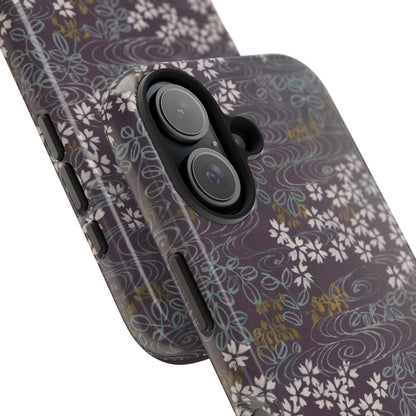 Meiji Era Sakura River Phone Case | 1901 Zuan Hyakushu | Wisteria Purple Japanese Art