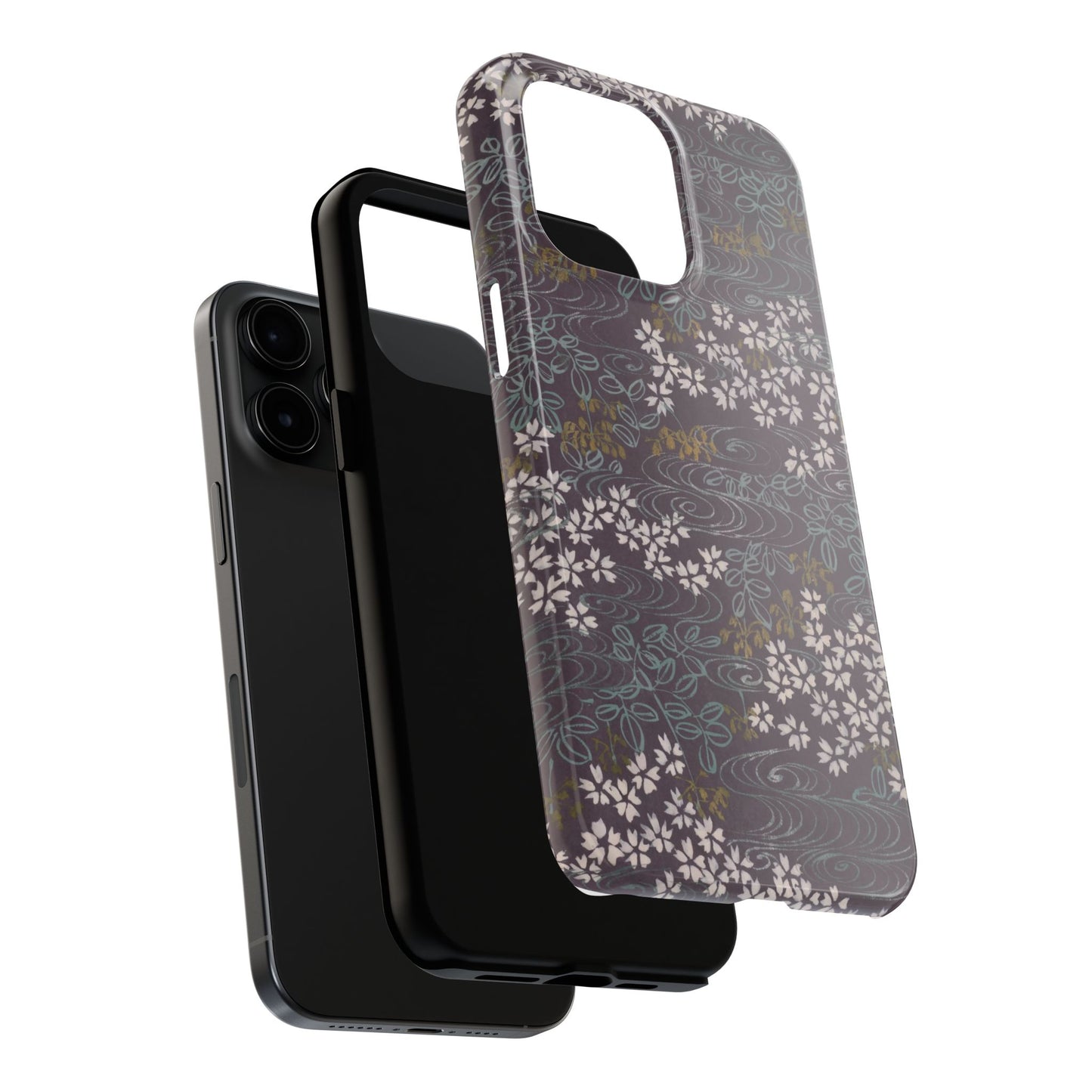 Meiji Era Sakura River Phone Case | 1901 Zuan Hyakushu | Wisteria Purple Japanese Art