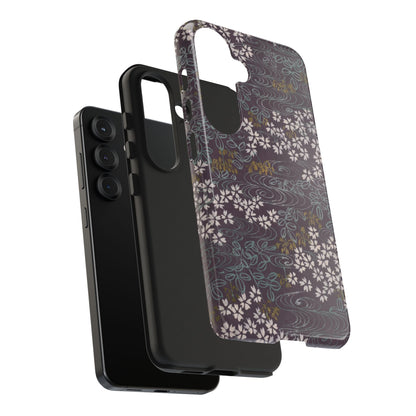 Meiji Era Sakura River Phone Case | 1901 Zuan Hyakushu | Wisteria Purple Japanese Art