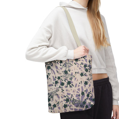 Meiji Era Bamboo & Flower Tote Bag | 1901 Zuan Hyakushu | Purple & Green Japanese Art