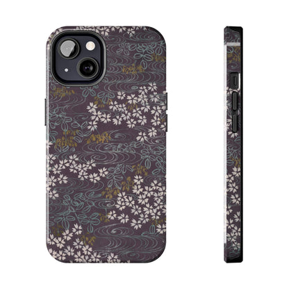 Meiji Era Sakura River Phone Case | 1901 Zuan Hyakushu | Wisteria Purple Japanese Art