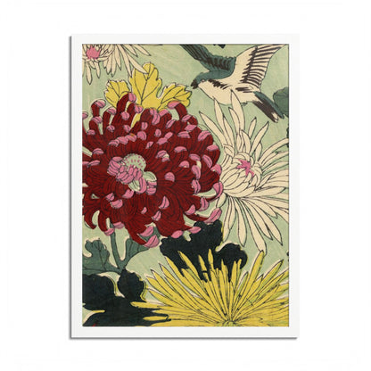Chrysanthemum Japanese Chiyogami Framed Poster – Vintage 1924 Kikuo Hirose | Maru no Kagishippo