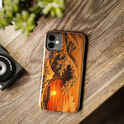 Golden Wave Tough Phone Case – Hokusai Sunset Japanese Art