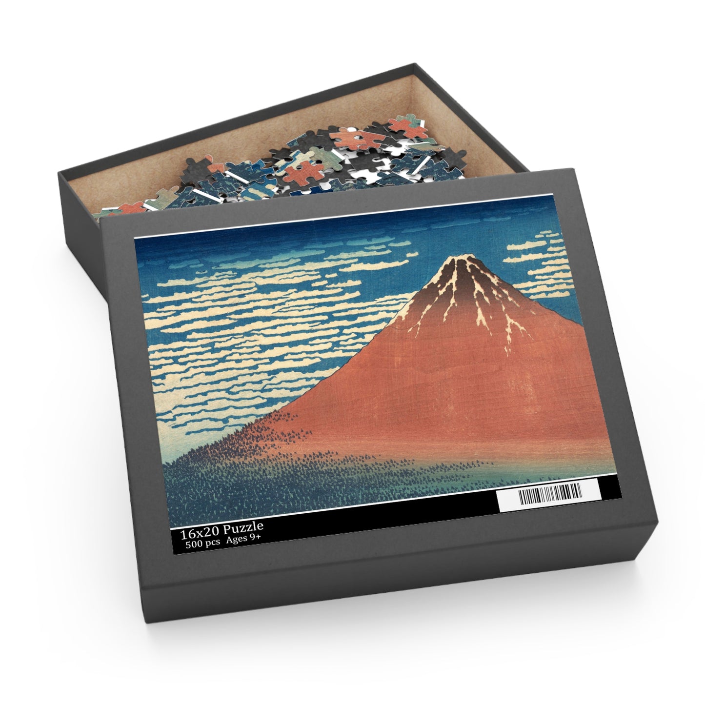 Hokusai "Red Fuji" Jigsaw Puzzle | Japanese Ukiyo-e Art Gift | 120/252/500 Pieces