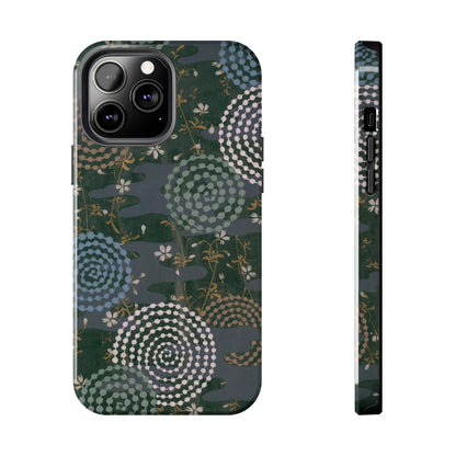 Meiji Era Uzumaki Spiral Phone Case | 1901 Zuan Hyakushu | Tokiwa Green Japanese Art