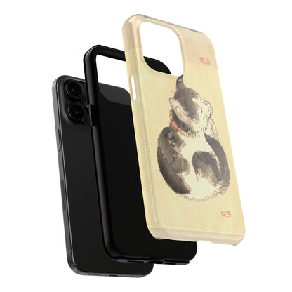 Sleeping Cat Japanese Art Phone Case | Meiji Era Bairei Kono Woodblock | Vintage Cat Illustration 1887