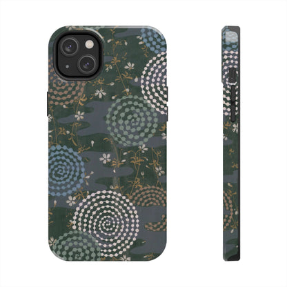 Meiji Era Uzumaki Spiral Phone Case | 1901 Zuan Hyakushu | Tokiwa Green Japanese Art