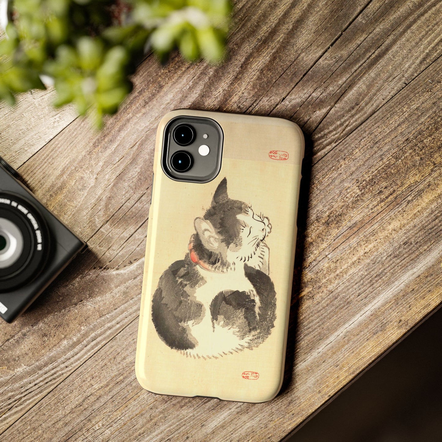 Sleeping Cat Japanese Art Phone Case | Meiji Era Bairei Kono Woodblock | Vintage Cat Illustration 1887