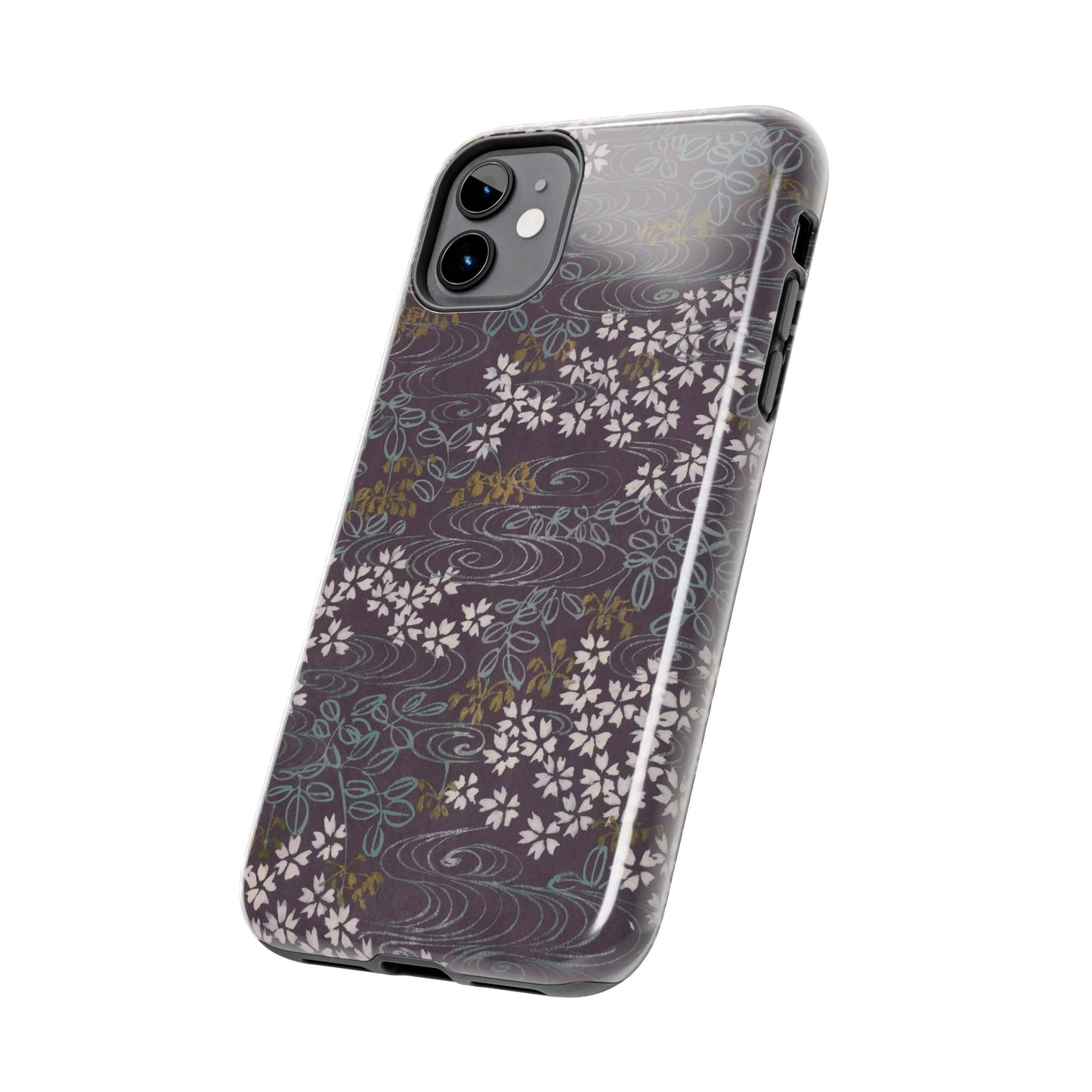 Meiji Era Sakura River Phone Case | 1901 Zuan Hyakushu | Wisteria Purple Japanese Art