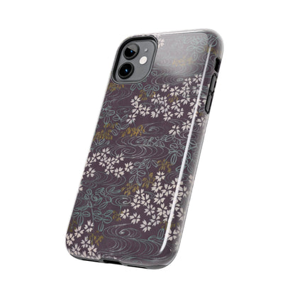 Meiji Era Sakura River Phone Case | 1901 Zuan Hyakushu | Wisteria Purple Japanese Art