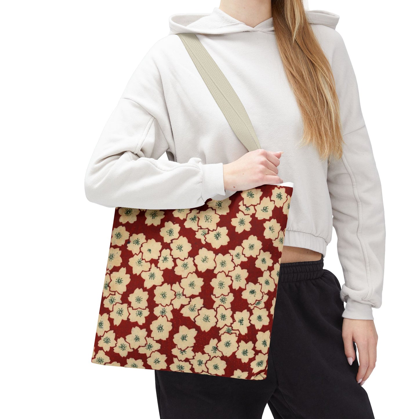 Japanese Sakura Tote Bag - Taisho Era Chiyogami Washi Pattern Vintage Design