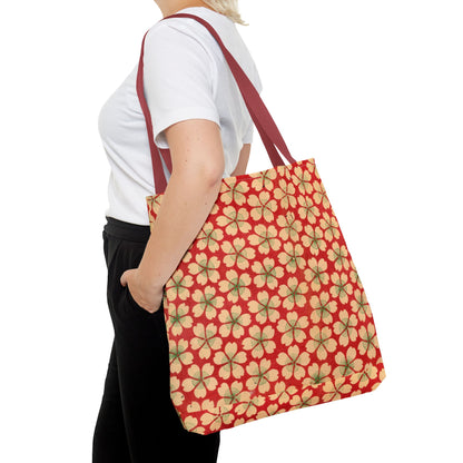 Meiji Era Sakura Blossom Tote Bag | "Chiyogami Mihon" Japanese Archive Art | Red & White Floral