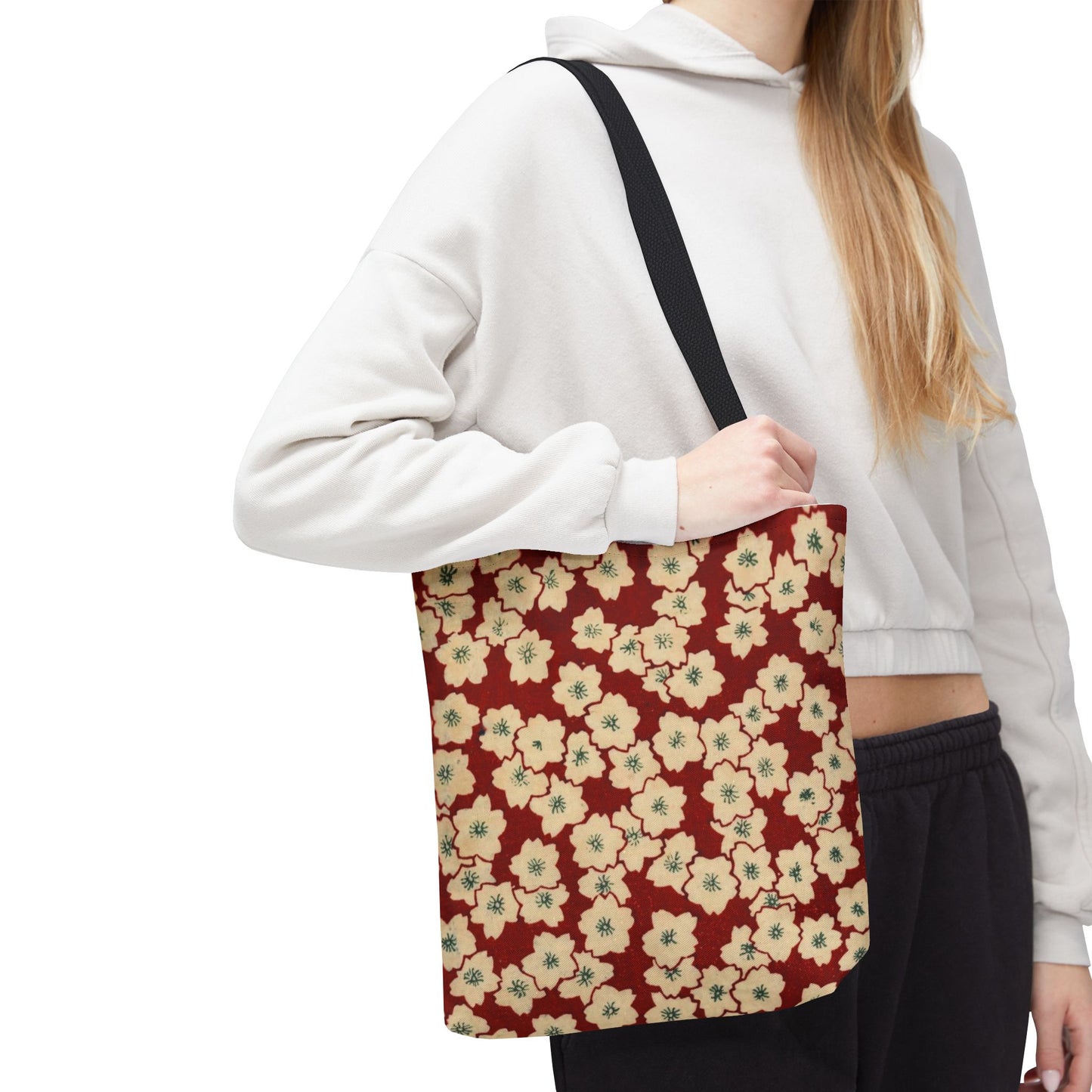 Japanese Sakura Tote Bag - Taisho Era Chiyogami Washi Pattern Vintage Design