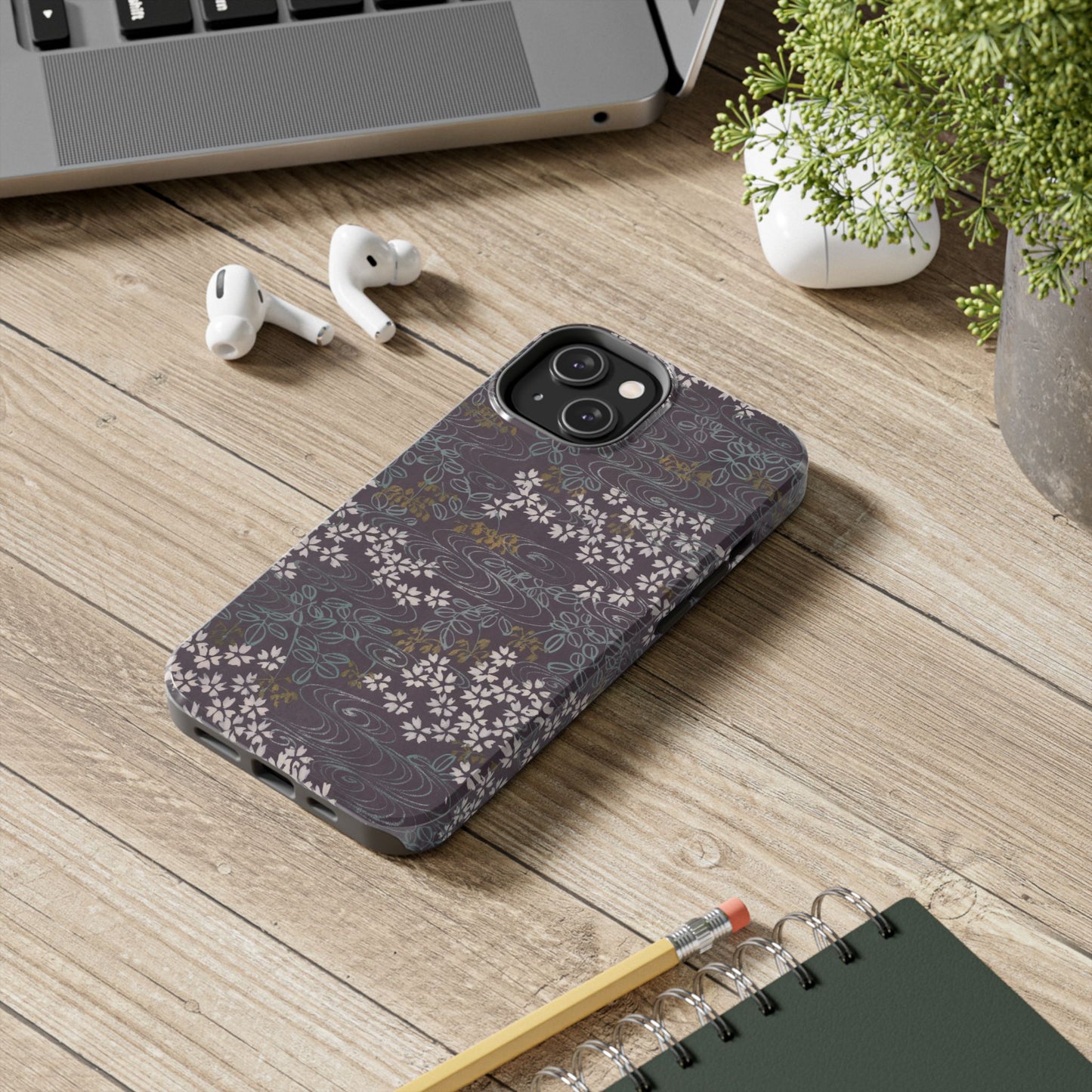 Meiji Era Sakura River Phone Case | 1901 Zuan Hyakushu | Wisteria Purple Japanese Art