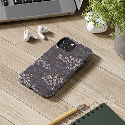 Meiji Era Sakura River Phone Case | 1901 Zuan Hyakushu | Wisteria Purple Japanese Art