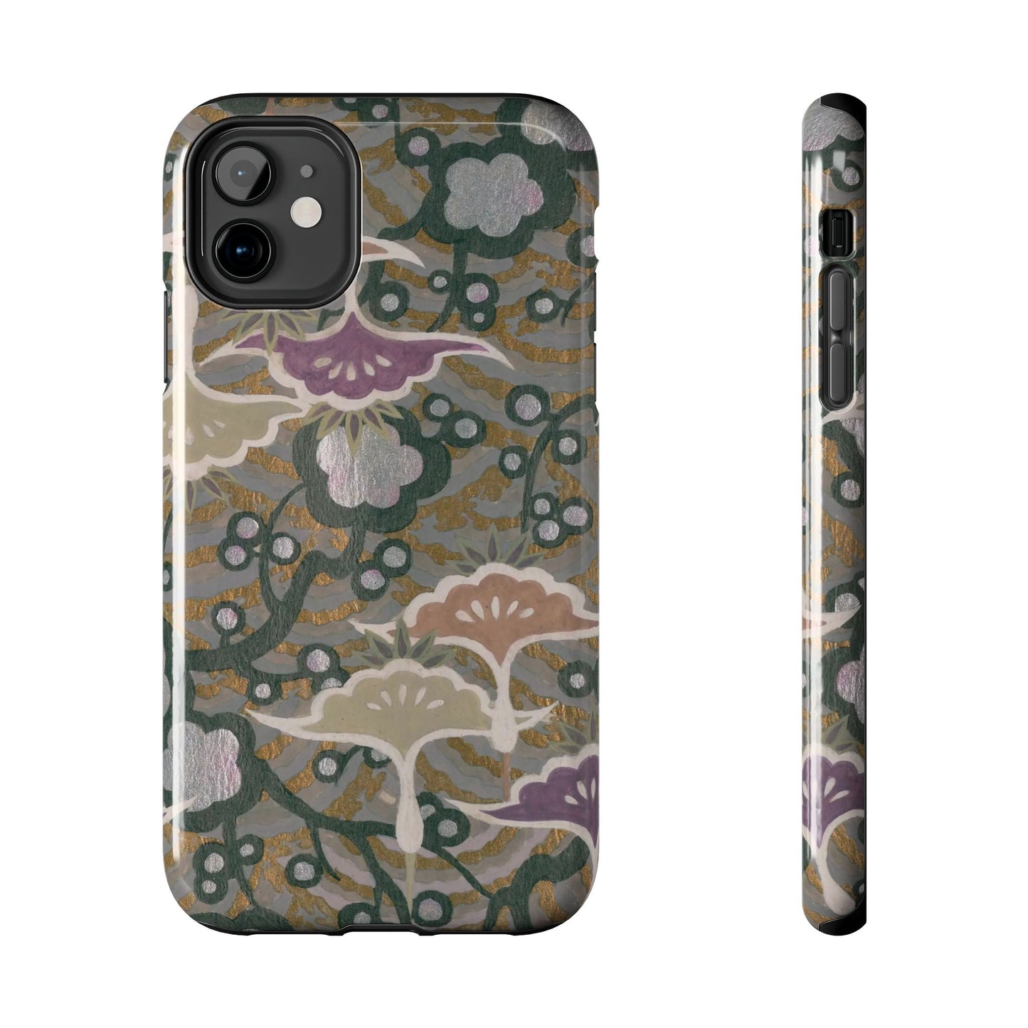 Meiji Era Dancing Cranes & Plum Phone Case | 1901 Zuan Hyakushu | Gold & Silver Japanese Art