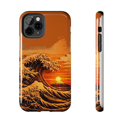 Japanese Great Wave Sunset Phone Case | Hokusai 3D Art Sunset Glow | Edo Era Masterpiece