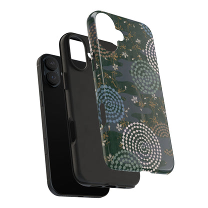 Meiji Era Uzumaki Spiral Phone Case | 1901 Zuan Hyakushu | Tokiwa Green Japanese Art