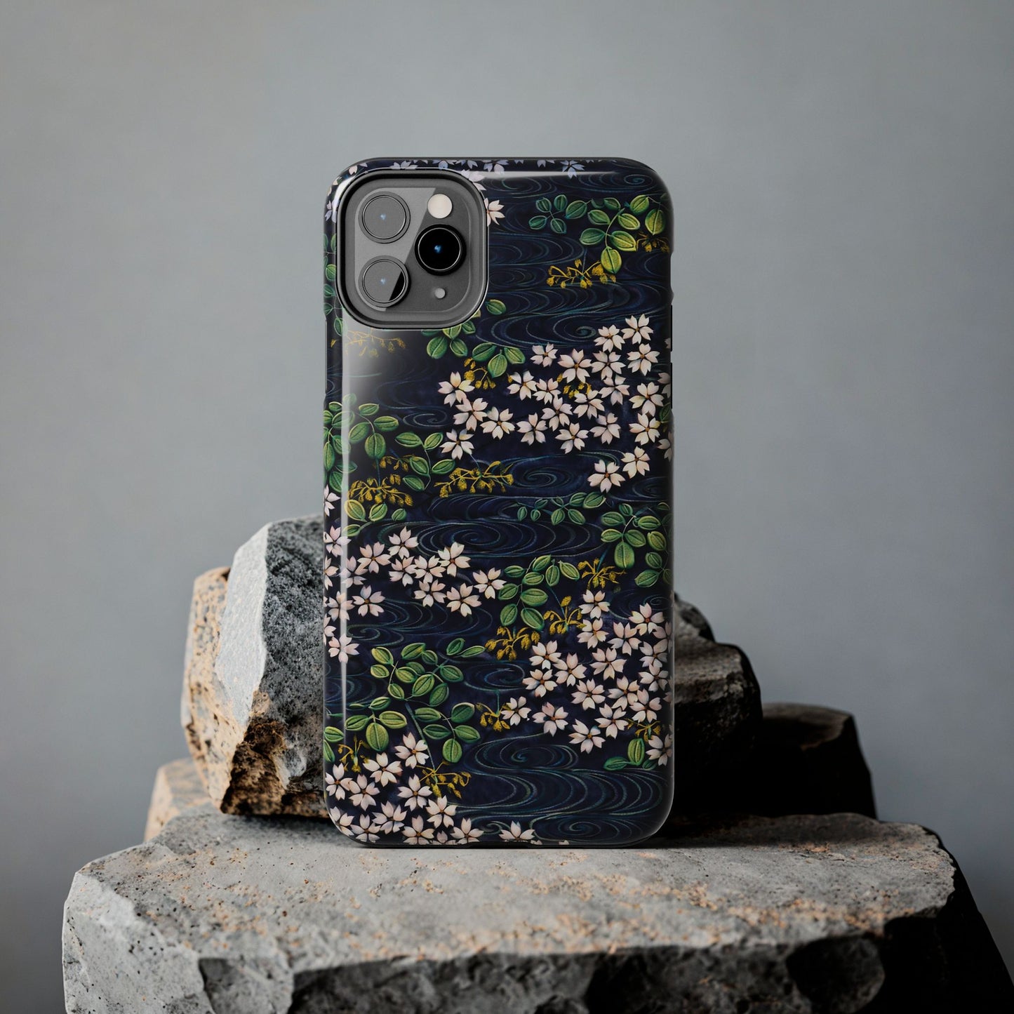 Sakura River Night Phone Case – Japanese Chiyogami Inspired Design