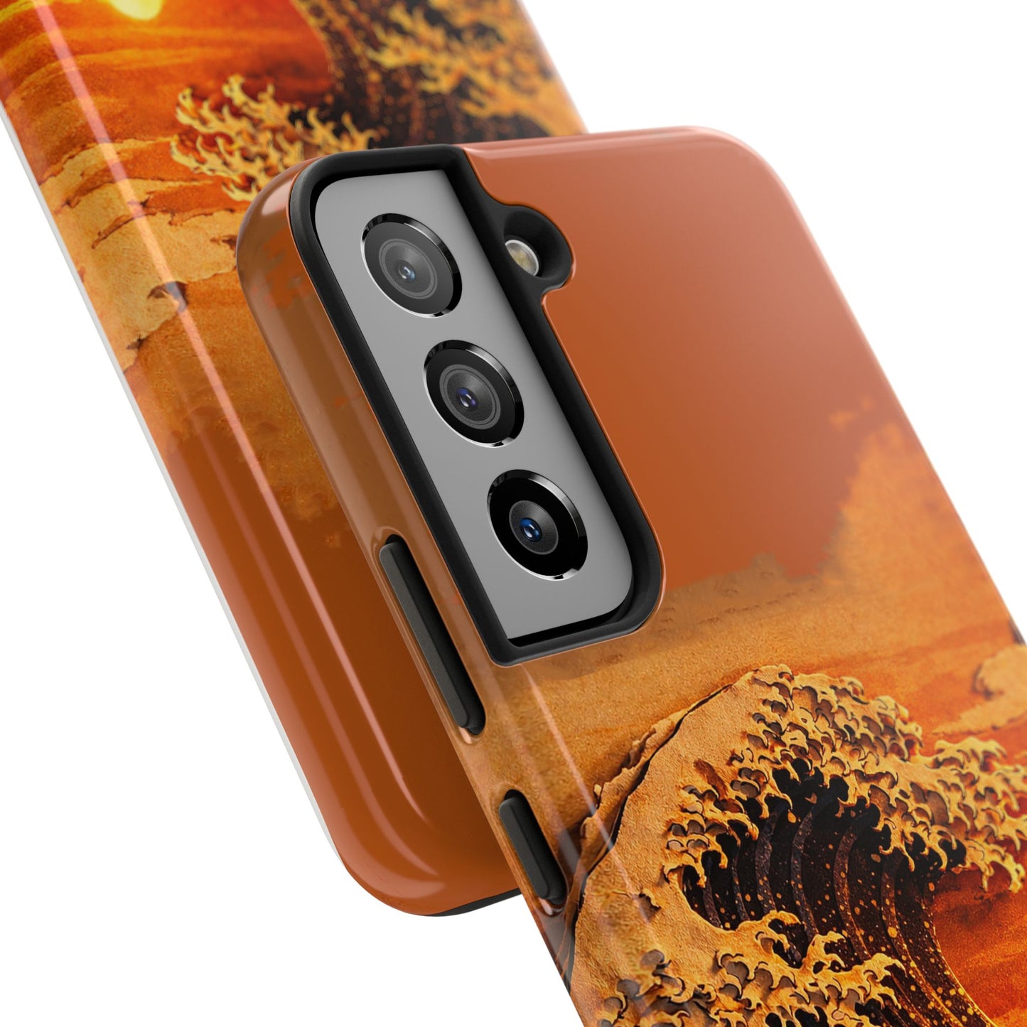 Japanese Great Wave Sunset Phone Case | Hokusai 3D Art Sunset Glow | Edo Era Masterpiece