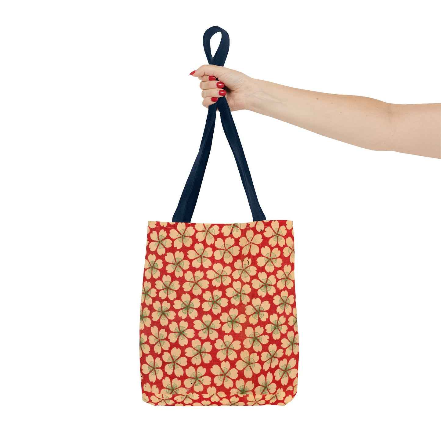 Meiji Era Sakura Blossom Tote Bag | "Chiyogami Mihon" Japanese Archive Art | Red & White Floral